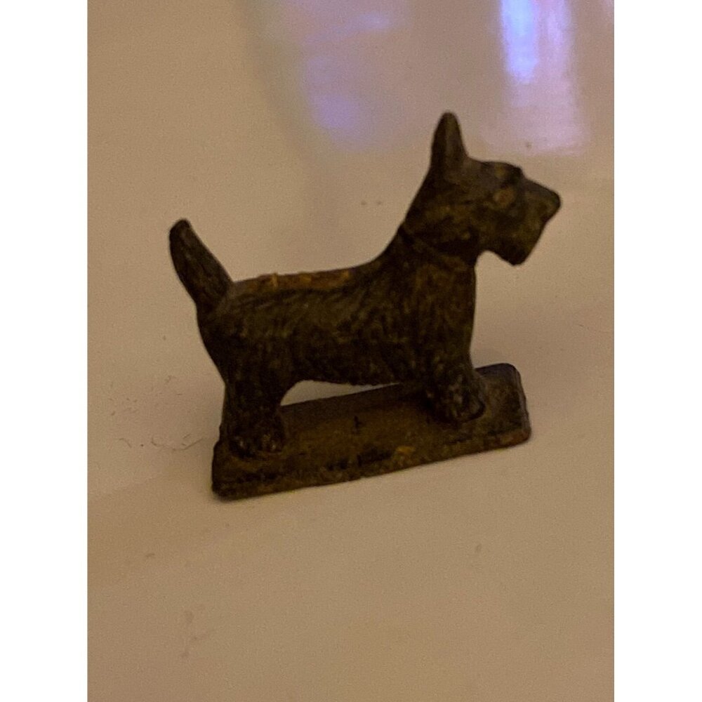 Antique Vintage Small Metal Scotty Dog figure token Rare!